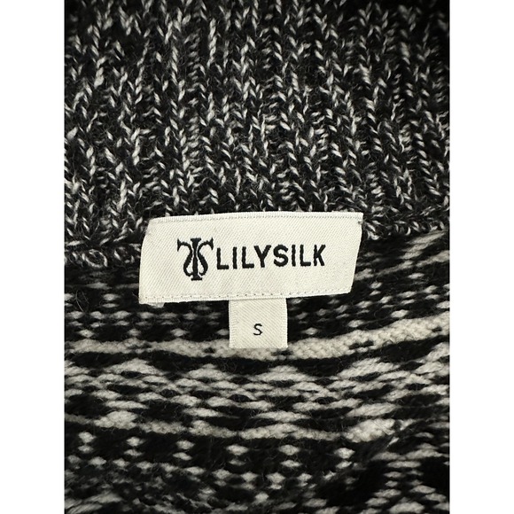 Lilysilk, Womens 100% Wool Open Front Cardigan, White‎ & Gray, Size Small - Picture 4 of 7